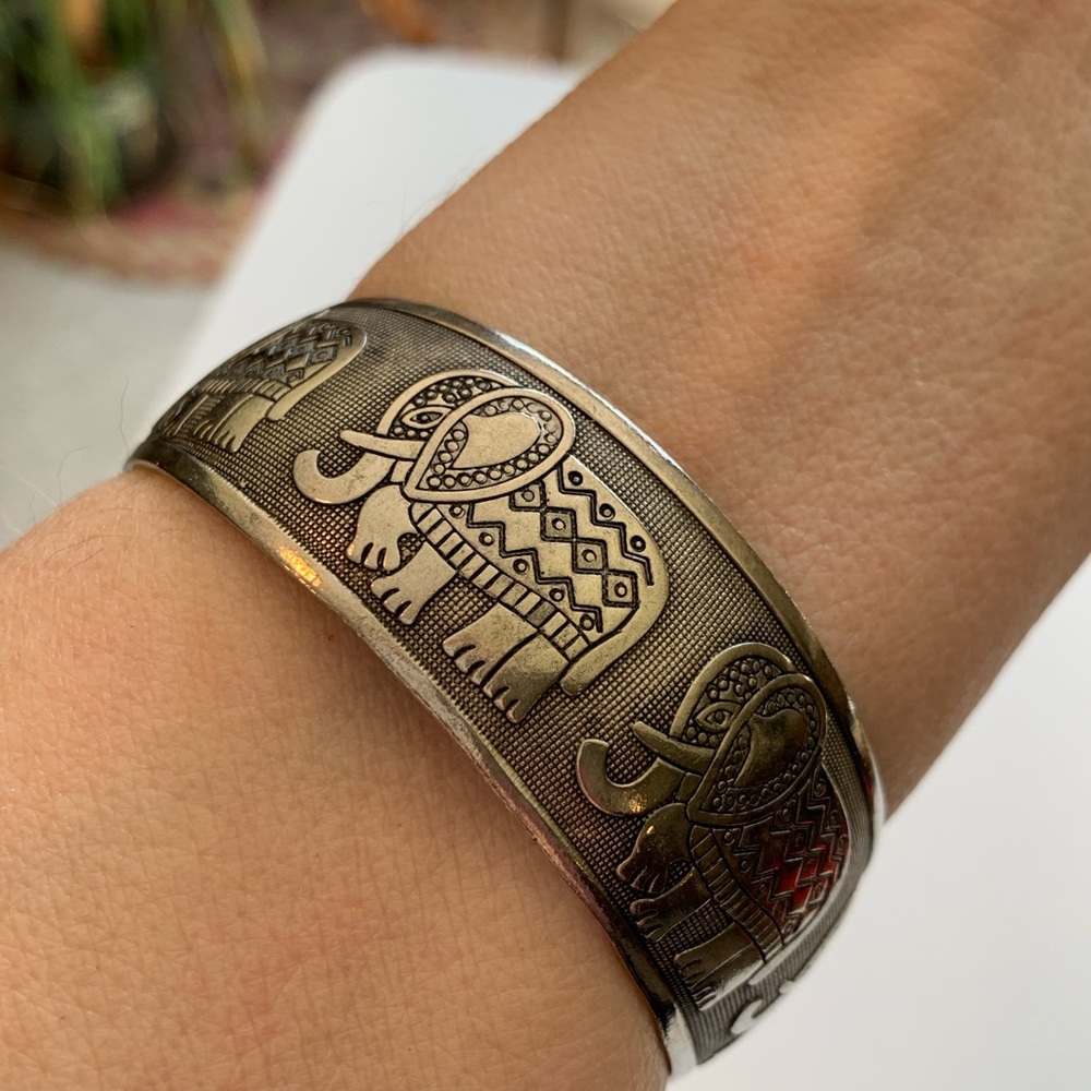 Elephant Parade Patterned Silver Bangle - image 2